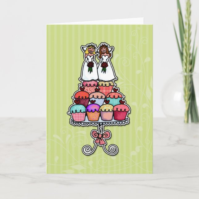 Two Brides on Cupcakes Card (Front)