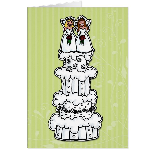 Two Brides on Wedding Cake Cards (Front)