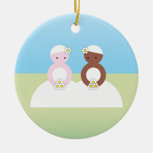 Two brides one caucasian ceramic ornament