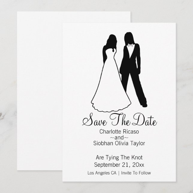Two Brides Save The Date Wedding Announcement (Front/Back)
