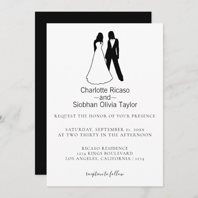 Two Brides Save The Date Wedding Invitation (Front/Back)