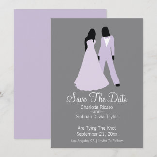 Two Brides Save The Date Wedding (Lilac And Grey) Announcement