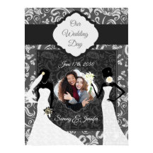 Two Brides Wedding Day Botanical Damask Photo