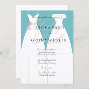 Two Brides Wedding Dress Lesbian Wedding Invitation