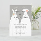 Two Brides Wedding Dress Lesbians Couples Shower Invitation (Standing Front)