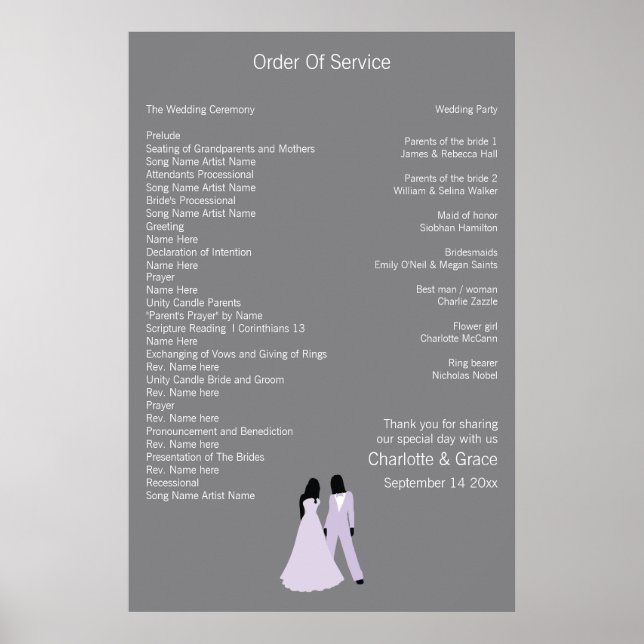 Two Brides Wedding (Lilac and Gray) Service Poster (Front)