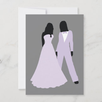Two Brides Wedding (Lilac And Grey) Invitation