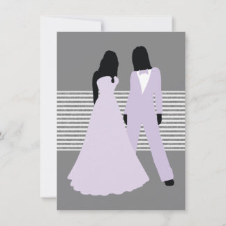 Two Brides Wedding (Lilac And Grey) Invitation
