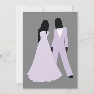 Two Brides Wedding (Lilac And Grey) Invitation
