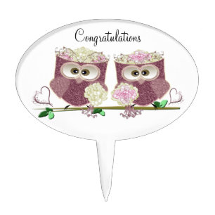 Two Brides Wedding Owls Art Gifts Cake Topper
