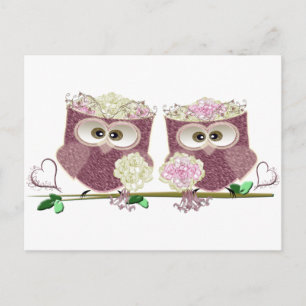 Two Brides Wedding Owls Art Gifts Postcard