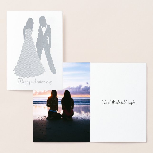 Two Brides Wedding Suit and Dress Foil Card (Display)