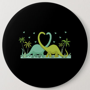 Two Brontosaurus Dinos Making A Heart Shape Valent Button