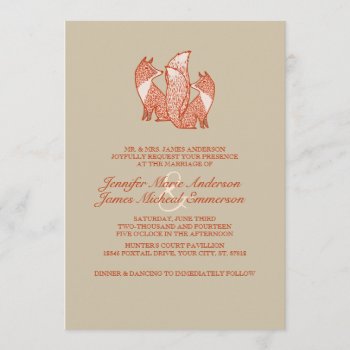 Two Brown And Ivory Foxes Wedding Invitations by TheBrideShop at Zazzle