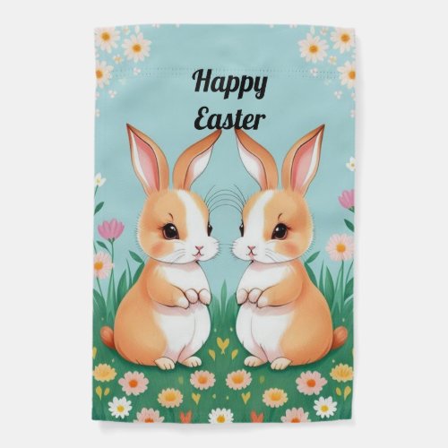 Two Brown And White Rabbits Garden Flag