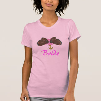 Two Brown Butterflies on Pink Flowers, Bride tee