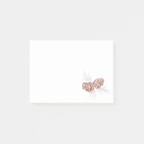 Two brown pine cones drawing art post it notes