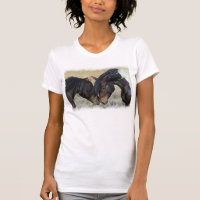 Two Brown Wild Horses Nuzzling