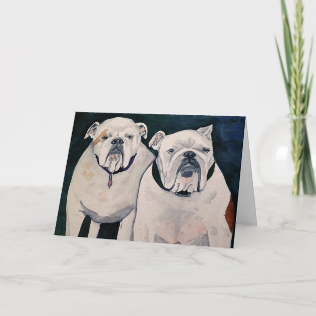 Two Bulldogs Greeting Card (Front)