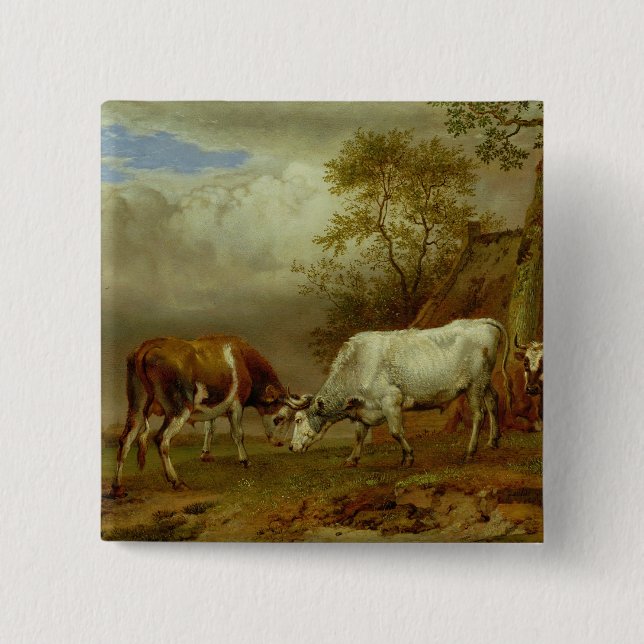 Two Bulls with Locked Horns, 1653 Button (Front)