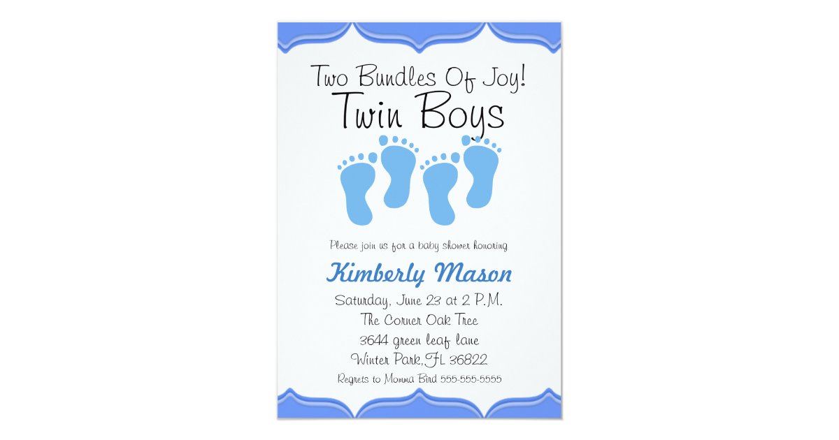 Two Bundles Of Joy Twin Boys Baby Shower Invite Zazzle Com