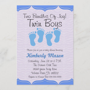 Two Bundles Of Joy Twin Boys Baby Shower Invite