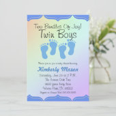 Two Bundles Of Joy Twin Boys Baby Shower Invite (Standing Front)