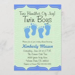 Two Bundles Of Joy Twin Boys Baby Shower Invite