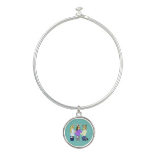 Two bunnies and a kitty bangle bracelet
