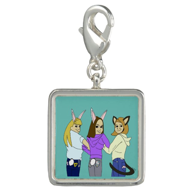 Two bunnies and a kitty charm (Front)