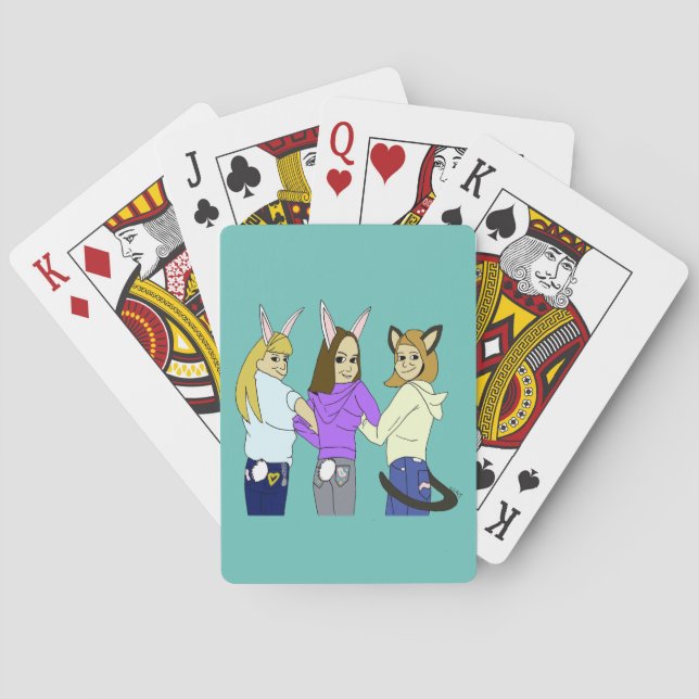 Two bunnies and a kitty poker cards (Back)