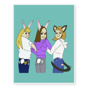 Two bunnies and a kitty temporary tattoos