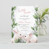 Two Bunnies Baby Shower Invitation (Standing Front)