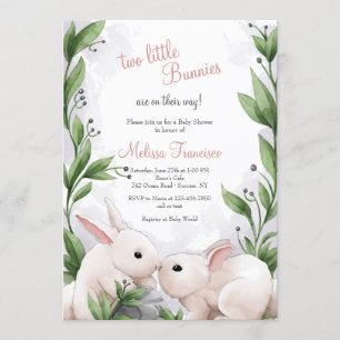 Two Bunnies Baby Shower Invitation