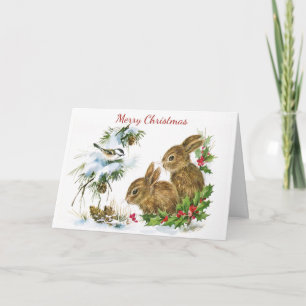 Two Bunnies Christmas Card