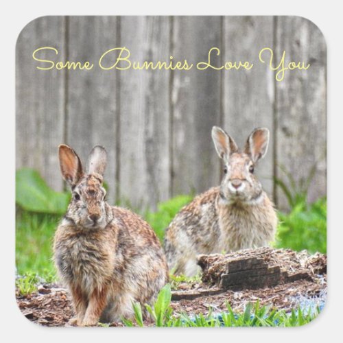 Two Bunnies Some Bunnies Love You personalize Square Sticker