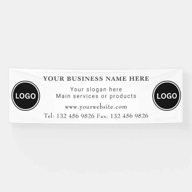 Two Business Logo Contact Information Editable Banner (Horizontal)