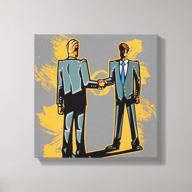 Two businessman shaking hands canvas print (Front)