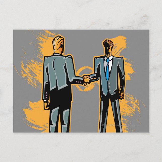 Two businessman shaking hands postcard (Front)
