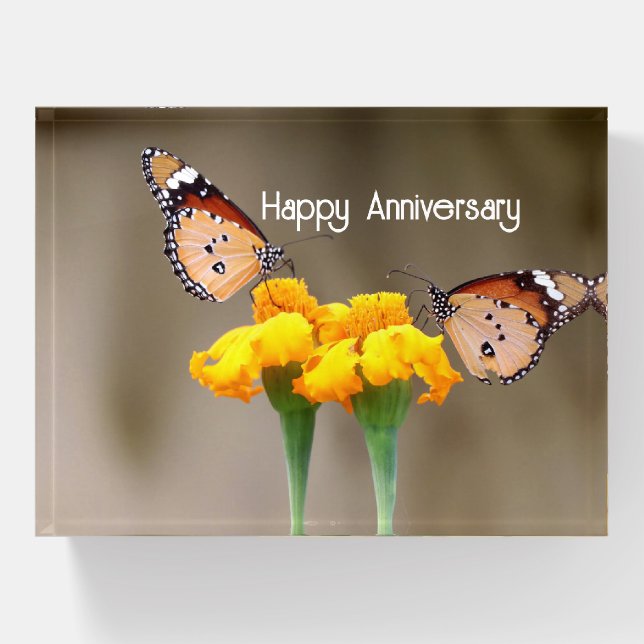 Two Butterflies Anniversary Paperweight (Front)