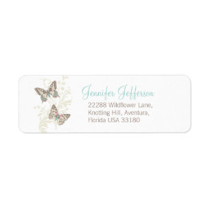 Two butterflies graphic wedding slim reply labels