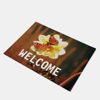 Two Butterflies On Flower Doormat