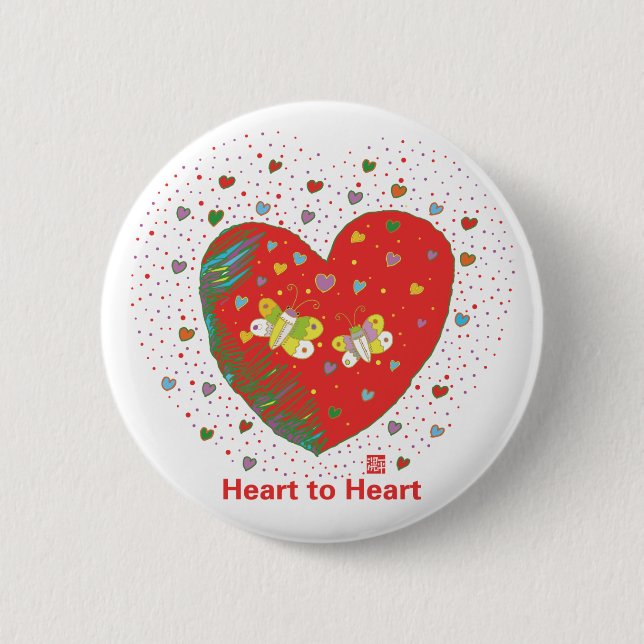 Two butterflies pinback button (Front)