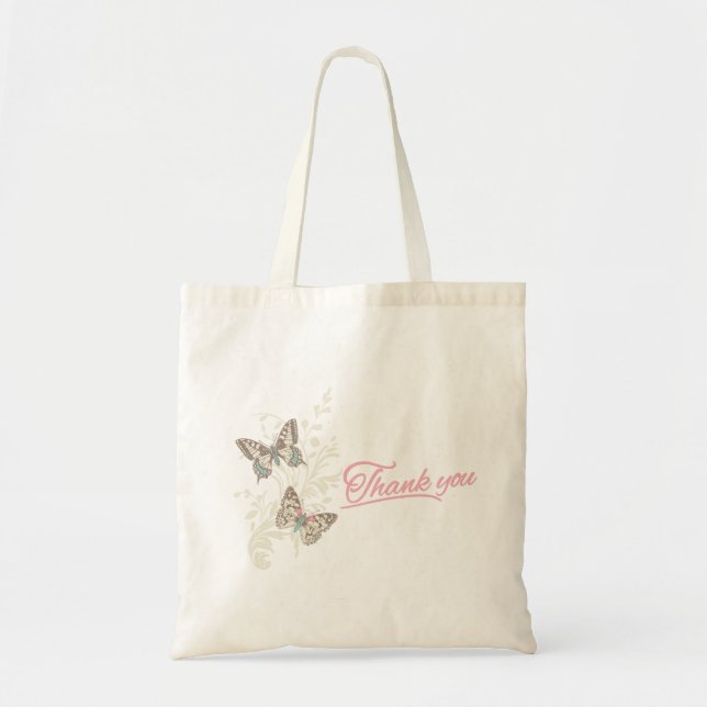 Two butterflies thank you wedding favor bag (Front)