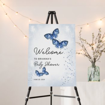 Two Butterflies Twin Boys Baby Shower Welcome Sign by daisylin712 at Zazzle