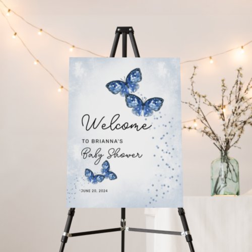 Two Butterflies Twin Boys Baby Shower Welcome Sign