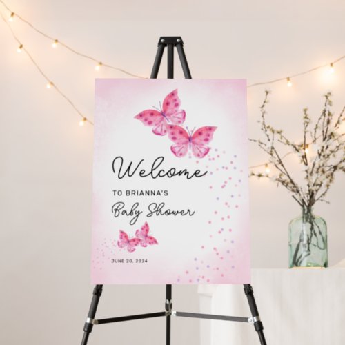 Two Butterflies Twin Girls Baby Shower Welcome Foam Board