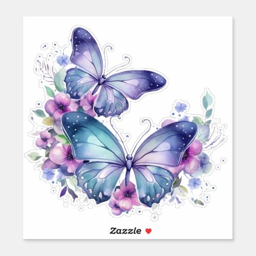Two Butterflies Watercolor Art Sticker