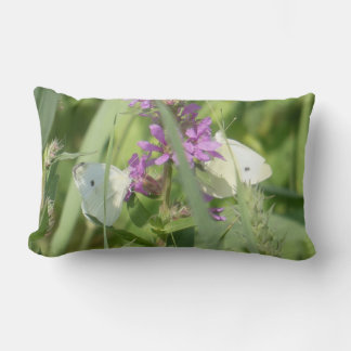 Two Cabbage White Butterflies Lumbar Pillow