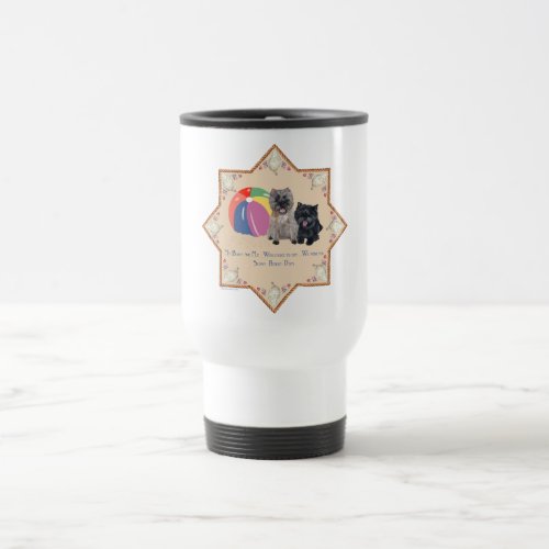 Two Cairn Terriers Sea Shells Travel Mug